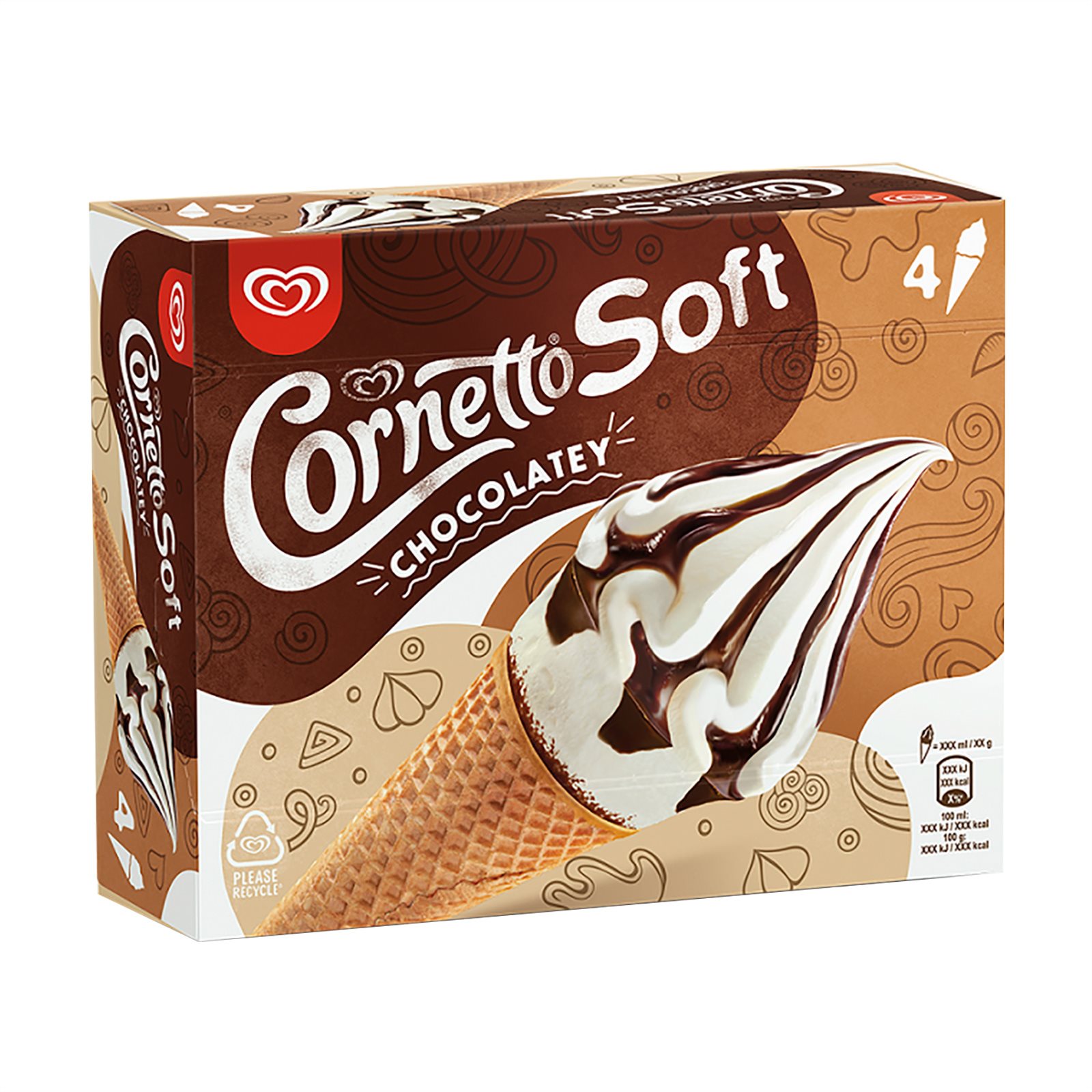 image of CORNETTO Soft Παγωτό Πύραυλος Chocolatey 4τεμ 324gr (560ml)