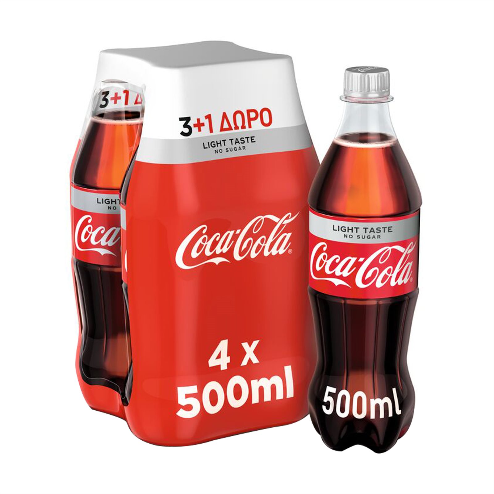 image of COCA COLA Light Αναψυκτικό Χωρίς ζάχαρη 3x500ml +1 Δώρο