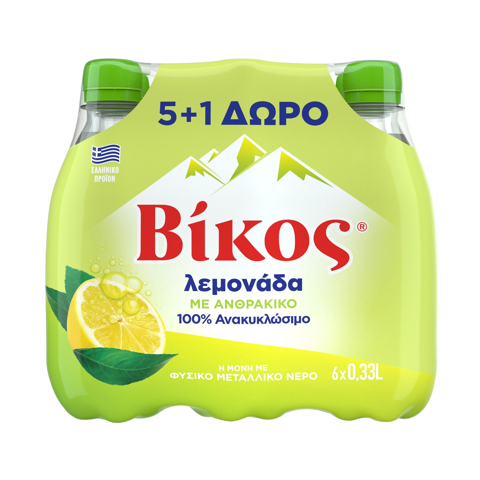 image of ΒΙΚΟΣ Αναψυκτικό Λεμονάδα 5x330ml +1 Δώρο