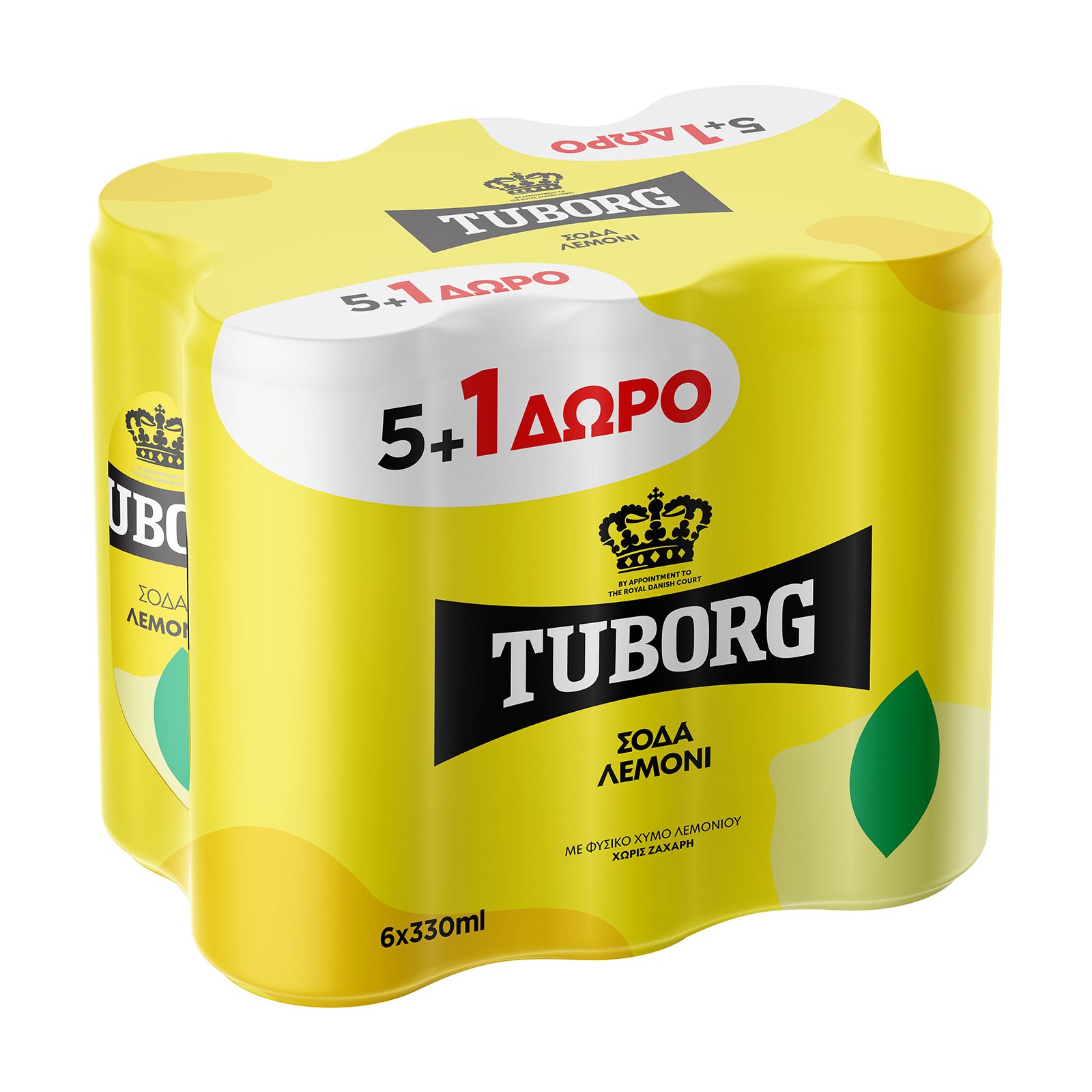 image of TUBORG Σόδα με Λεμόνι Χωρίς ζάχαρη 5x330ml +1 Δώρο