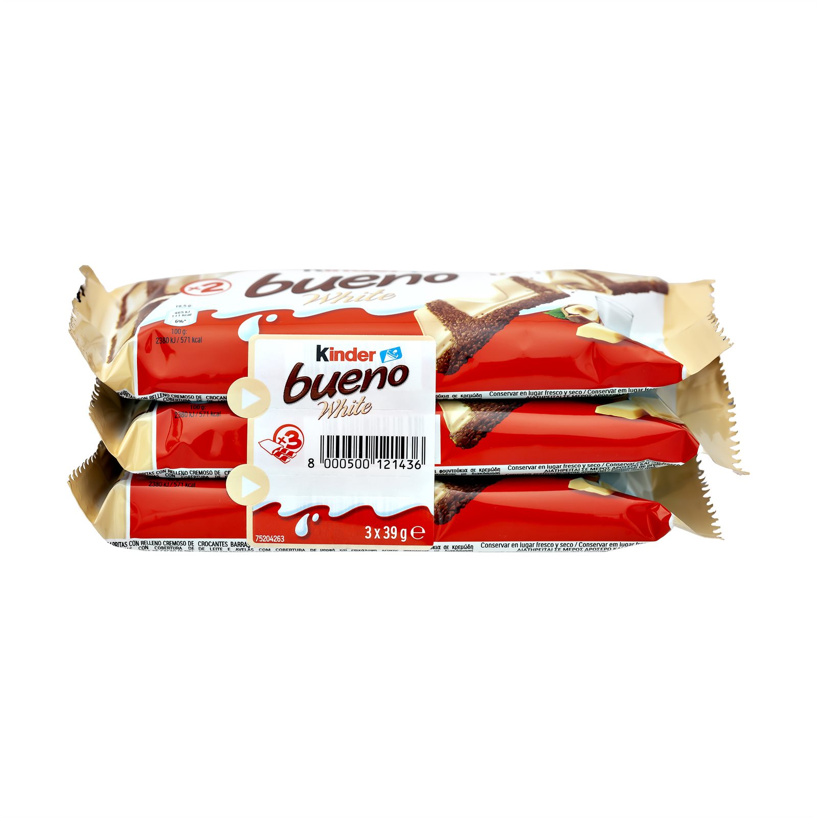 image of KINDER Bueno White Γκοφρέτα Λευκή 3x39gr