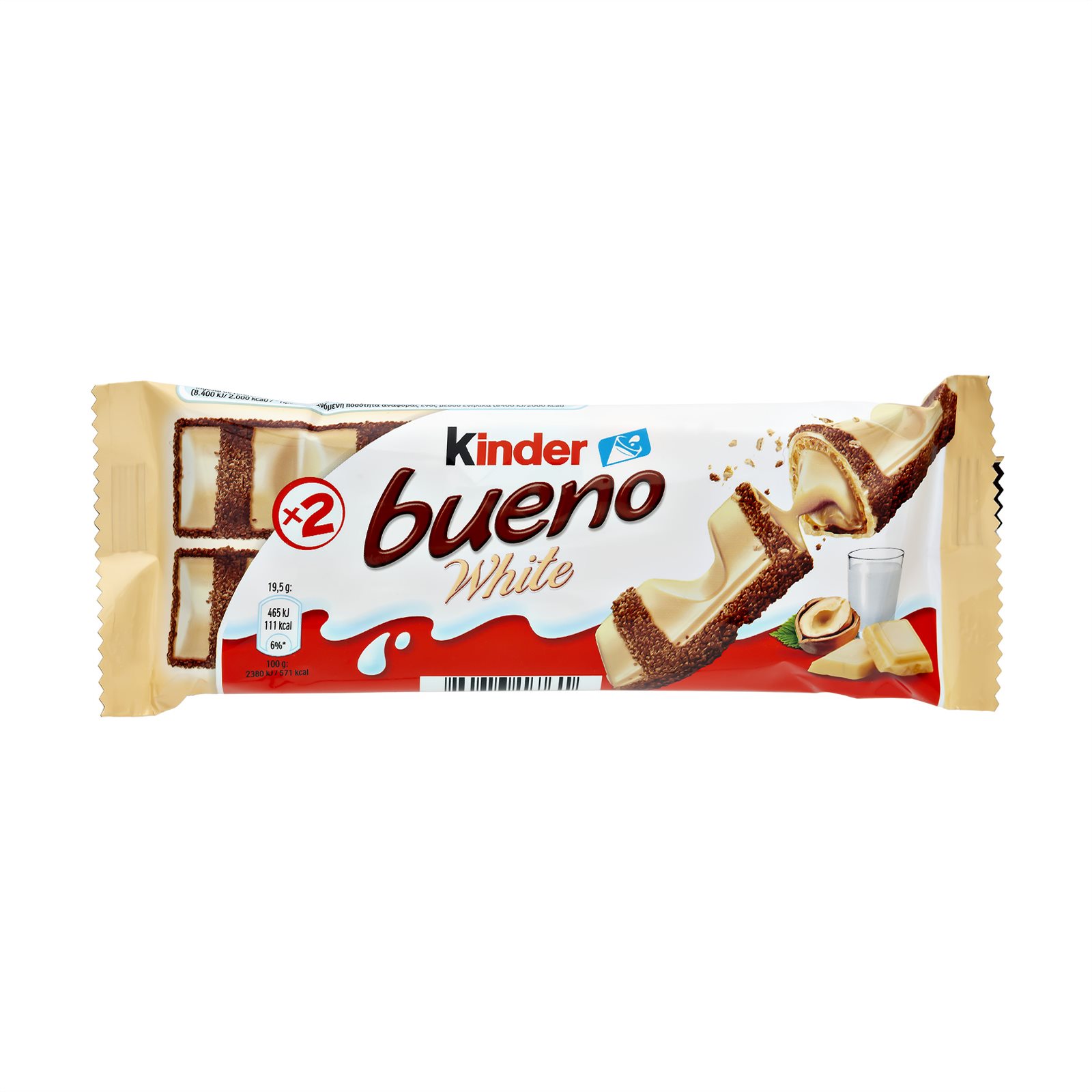 image of KINDER Bueno White Γκοφρέτα με Λευκή Σοκολάτα 39gr