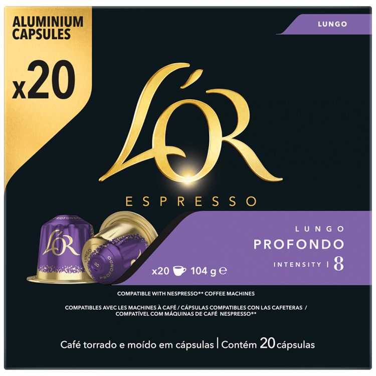 image of L'OR Καφές Espresso Lungo Profondo σε Κάψουλες συμβατές με μηχανή Nespresso 20x5,2gr