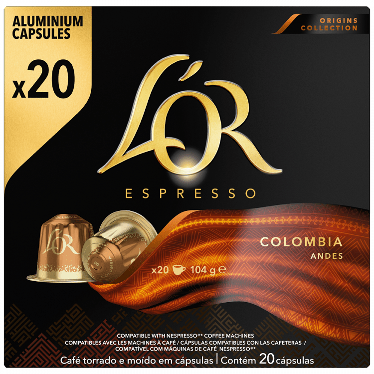 image of L'OR Καφές Espresso Colombia σε Κάψουλες συμβατές με μηχανή Nespresso 20x5,2gr