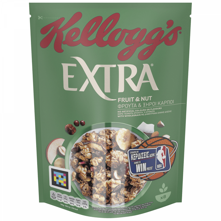 image of KELLOGG'S Extra Τραγανές Μπουκιές Βρόμης με Φρούτα & Ξηρούς Καρπούς Vegan 400gr