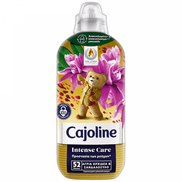 image of CAJOLINE Intense Care Μαλακτικό Ρούχων Συμπυκνωμένο Άγρια Ορχιδέα & Σανδαλόξυλο 52 πλύσεις 1196ml