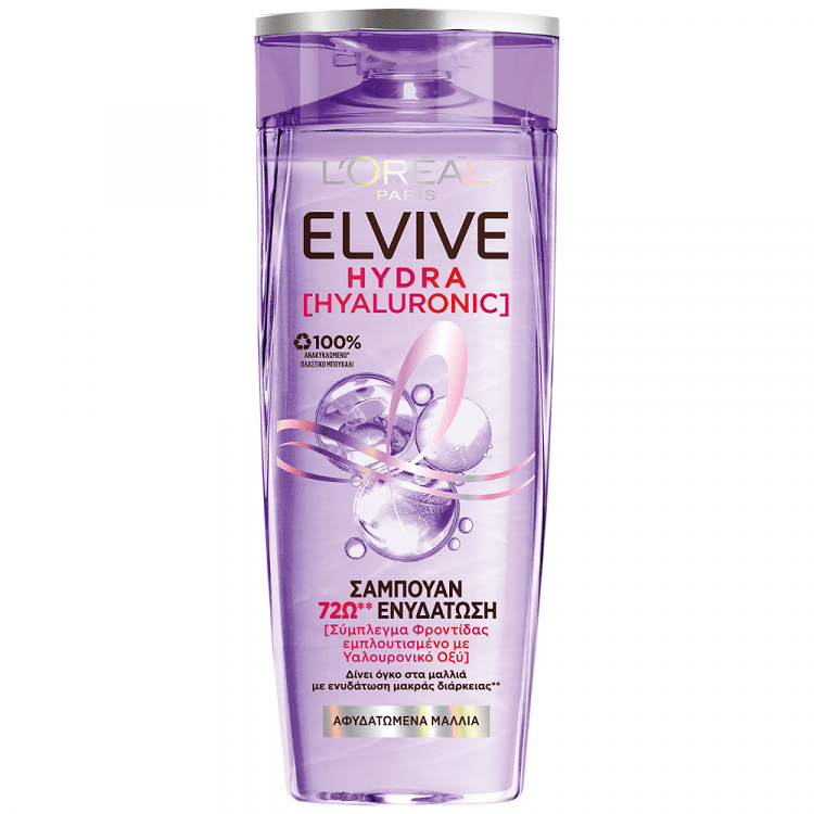 image of ELVIVE Hydra Hyaluronic Σαμπουάν Ενυδάτωσης για Αφυδατωμένα Μαλλιά 400ml