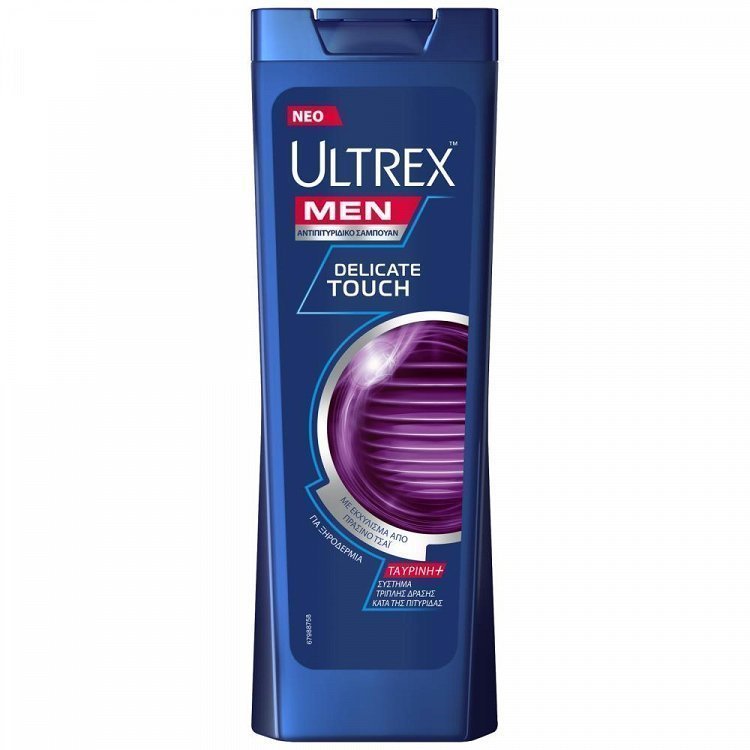 image of ULTREX Men Σαμπουάν Αντιπιτυριδικό Delicate Touch για Ξηροδερμία 360ml