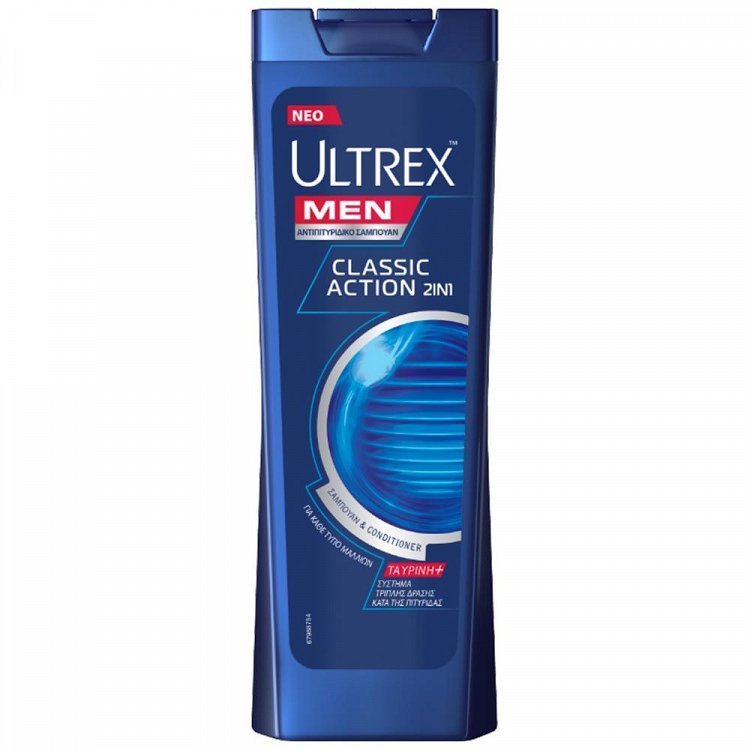 image of ULTREX Men Σαμπουάν Classic Action 2in1 Για Όλους Τους Τύπους Μαλλιών 360ml