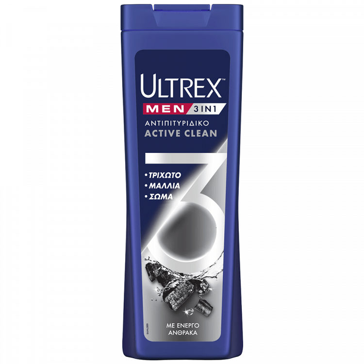 image of ULTREX | Σαμπουάν Active Clean 3σε1 Αντιπιτυριδικό 360ml