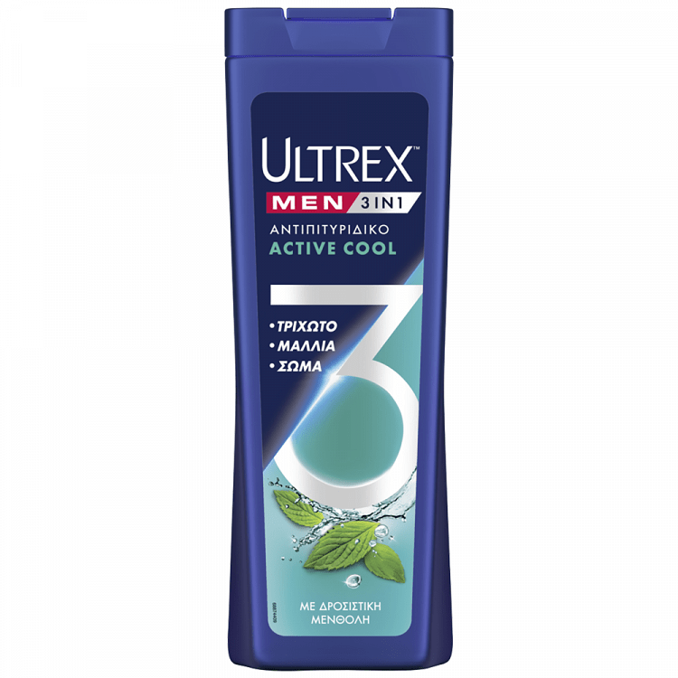 image of ULTREX | Σαμπουάν Active Cool 3σε1 Αντιπιτυριδικό 360ml