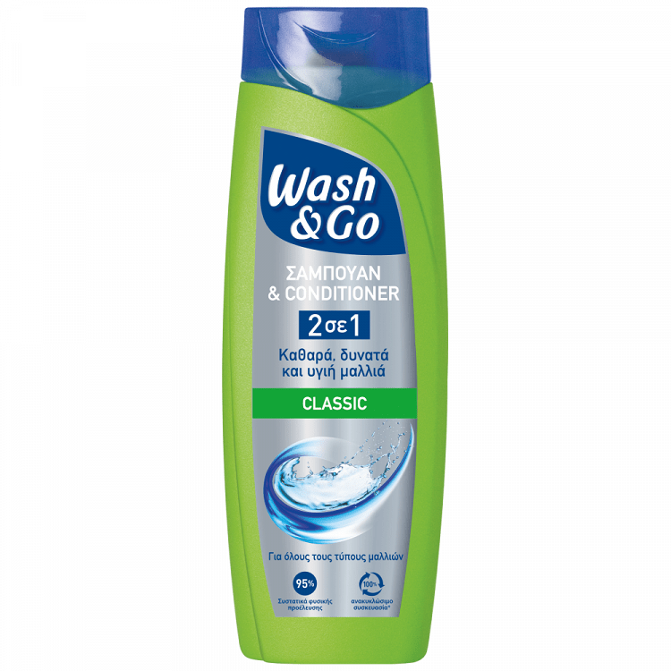 image of WASH & GO Σαμπουάν 2σε1 Classic 360ml