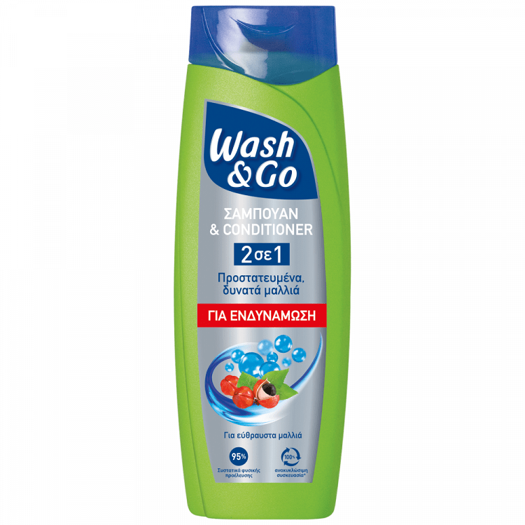 image of WASH & GO Σαμπουάν 2σε1 Fortyfing 360ml.