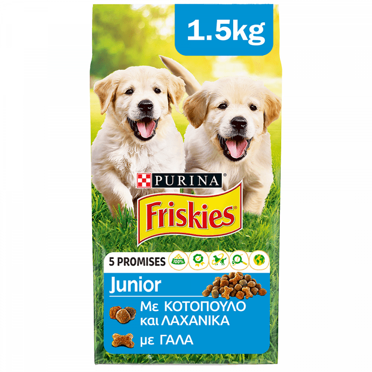 image of FRISKIES | Ξηρά Τροφή Για Κουτάβ. Κοτ/λο Πρόσθ. Γάλ & Λαχ/κά 1.5 Kg