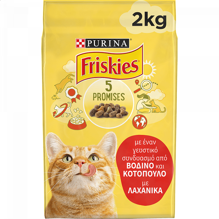 image of FRISKIES Ξηρά Τροφή Γάτας Βοδινό & Κοτόπουλο με Λαχανικά 2kg