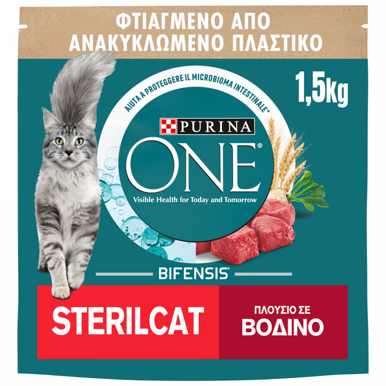 image of PURINA One Ξηρά Τροφή για Στειρωμένες Γάτες με Βοδινό & Σιτάρι 1,5kg