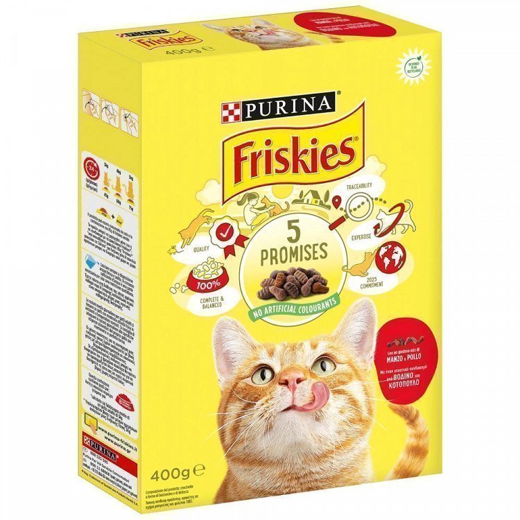 image of FRISKIES | Ξηρά Τροφή Γάτας Βοδινό & Κοτόπουλο 400g