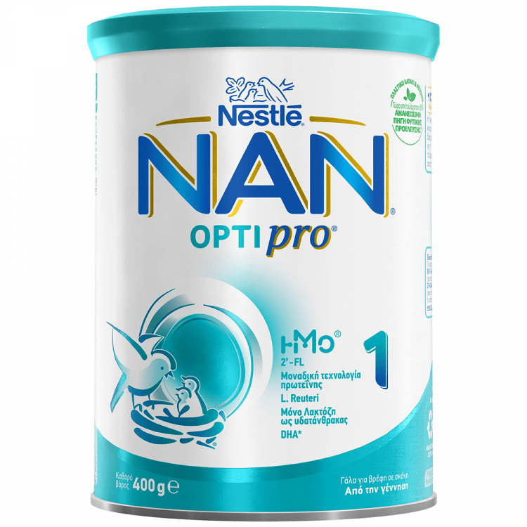 image of NESTLE Nan Optipro 1 Γάλα για Βρέφη από τη Γέννηση σε σκόνη 400gr