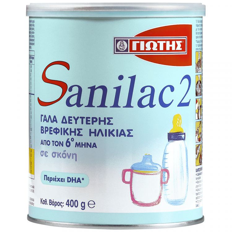 image of ΓΙΩΤΗΣ Sanilac 2 Γάλα 2ης Βρεφικής Ηλικίας 6+ Μηνών σε σκόνη 400gr