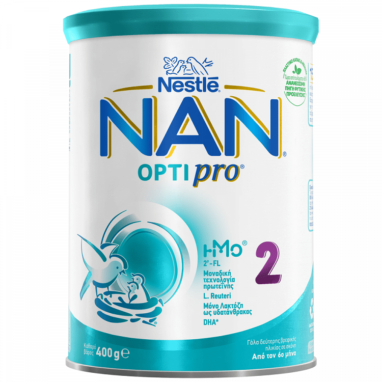 image of NESTLE Nan Optipro 2 Γάλα 2ης Βρεφικής Ηλικίας από τον 6ο Μήνα σε σκόνη 400gr