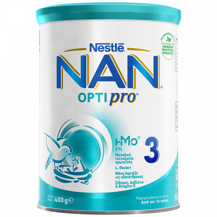 image of NESTLE Nan Optipro 3 Ρόφημα Γάλακτος από τον 1ο Χρόνο σε σκόνη 400gr