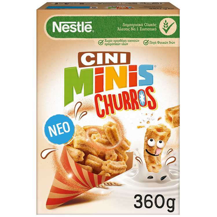 image of NESTLE Cini Minis Churros Δημητριακά Ολικής Άλεσης 360gr