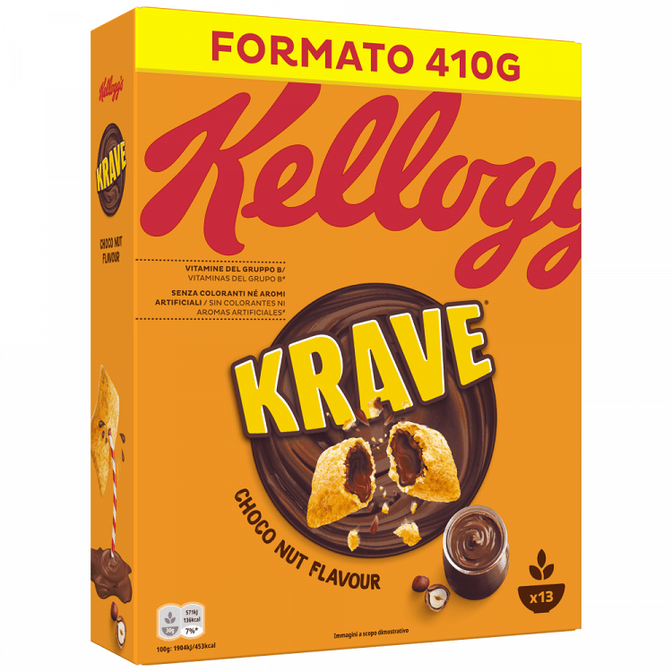 image of KELLOGGS | Δημητριακά Krave Πραλίνα Φουντουκιού 410g