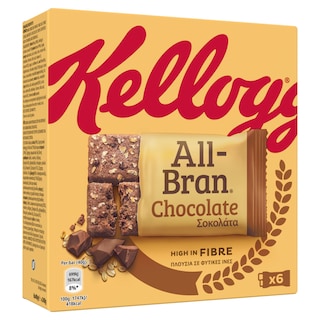 image of KELLOGG'S All Bran Μπάρες Δημητριακών Σοκολάτα 6x40gr