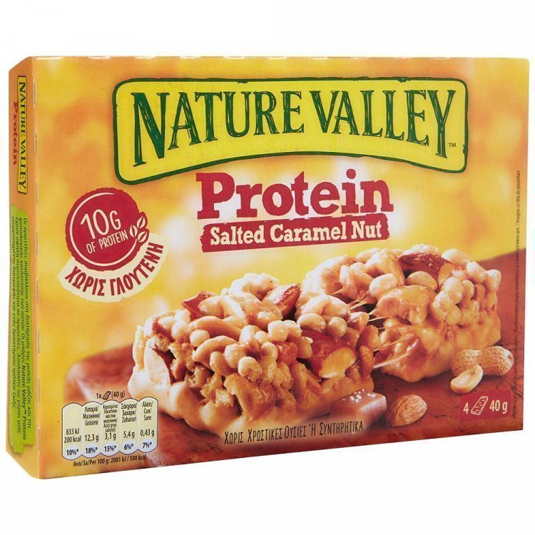 image of NATURE VALLEY Protein Μπάρες Δημητριακών Salted Caramel Nut Χωρίς γλουτένη 4x40gr