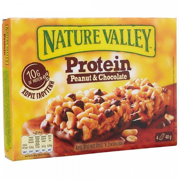 image of NATURE VALLEY Protein Μπάρες Δημητριακών Peanut & Chocolate Χωρίς γλουτένη 4x40gr