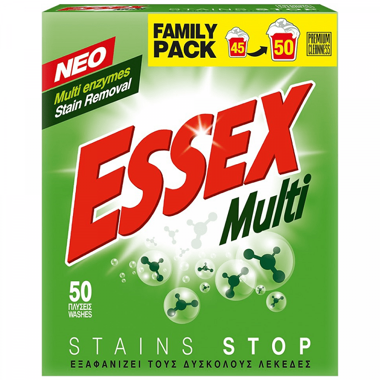 image of ESSEX Multi Απορρυπαντικό Πλυντηρίου Ρούχων Σκόνη 50 πλύσεις