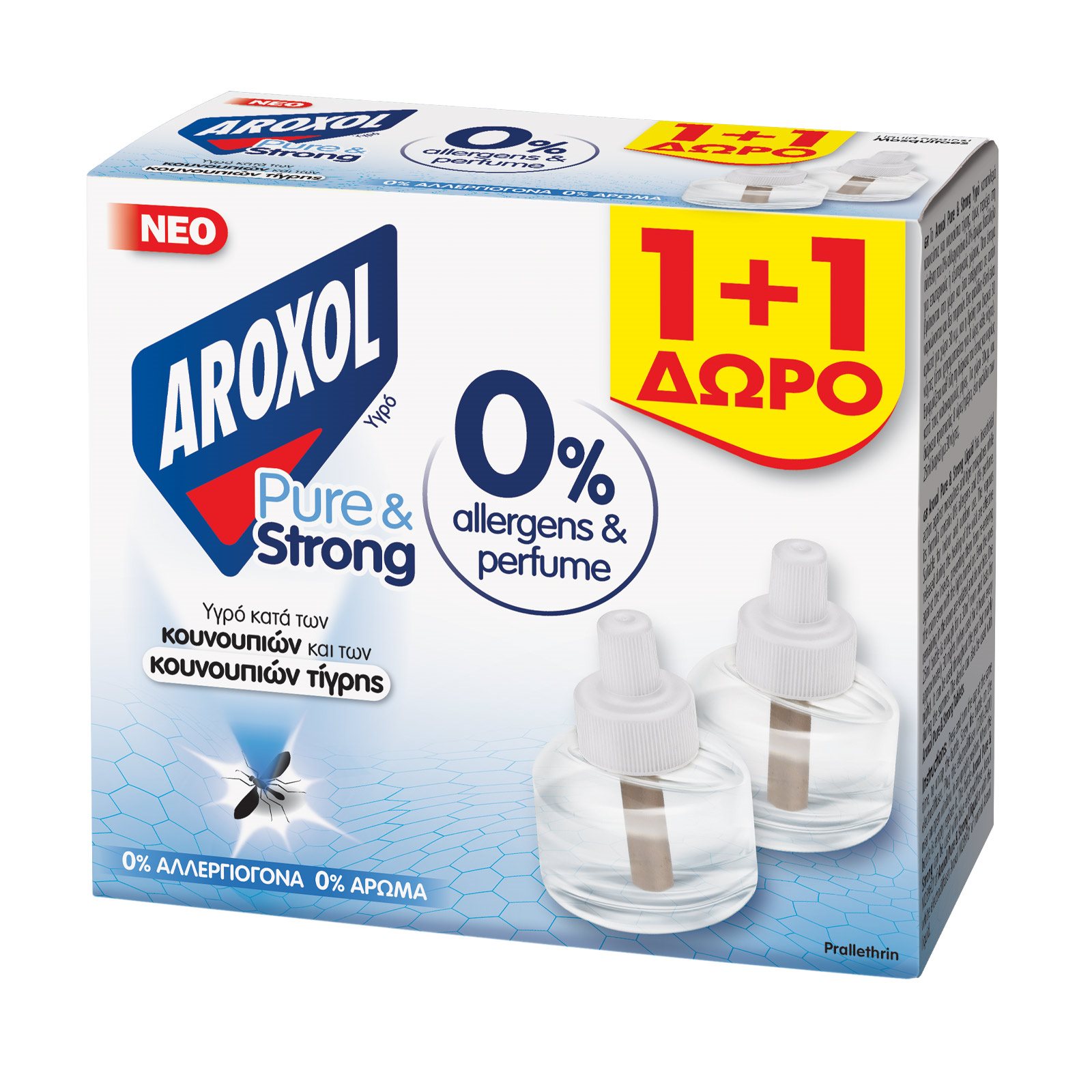 image of AROXOL Pure & Strong Εντομοαπωθητικό Υγρό Ανταλλακτικό 30 νύχτες +1 Δώρο