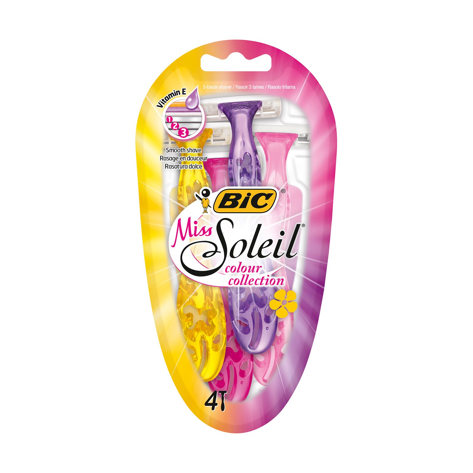 image of BIC Miss Soleil Ξυραφάκια Μιας Χρήσης Colour Collection 3 Λεπίδες 4τεμ