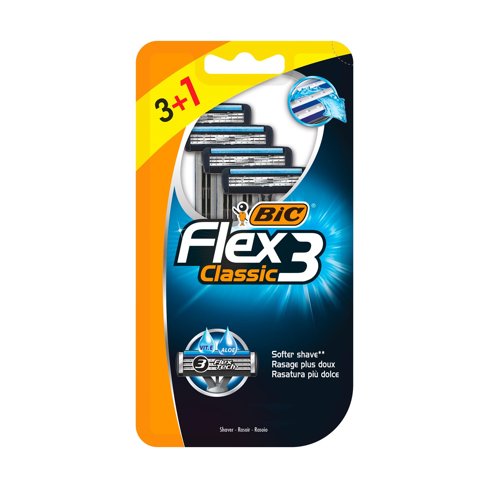 image of BIC Flex Classic Ξυραφάκια Μιας Χρήσης 3 Λεπίδες 3τεμ +1 Δώρο