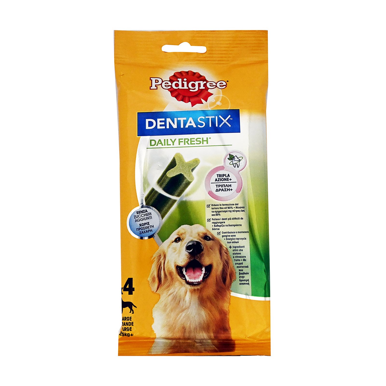 image of PEDIGREE Dentastix Daily Fresh Σνακ για Σκύλους Μεγάλου Μεγέθους 4τεμ 154gr