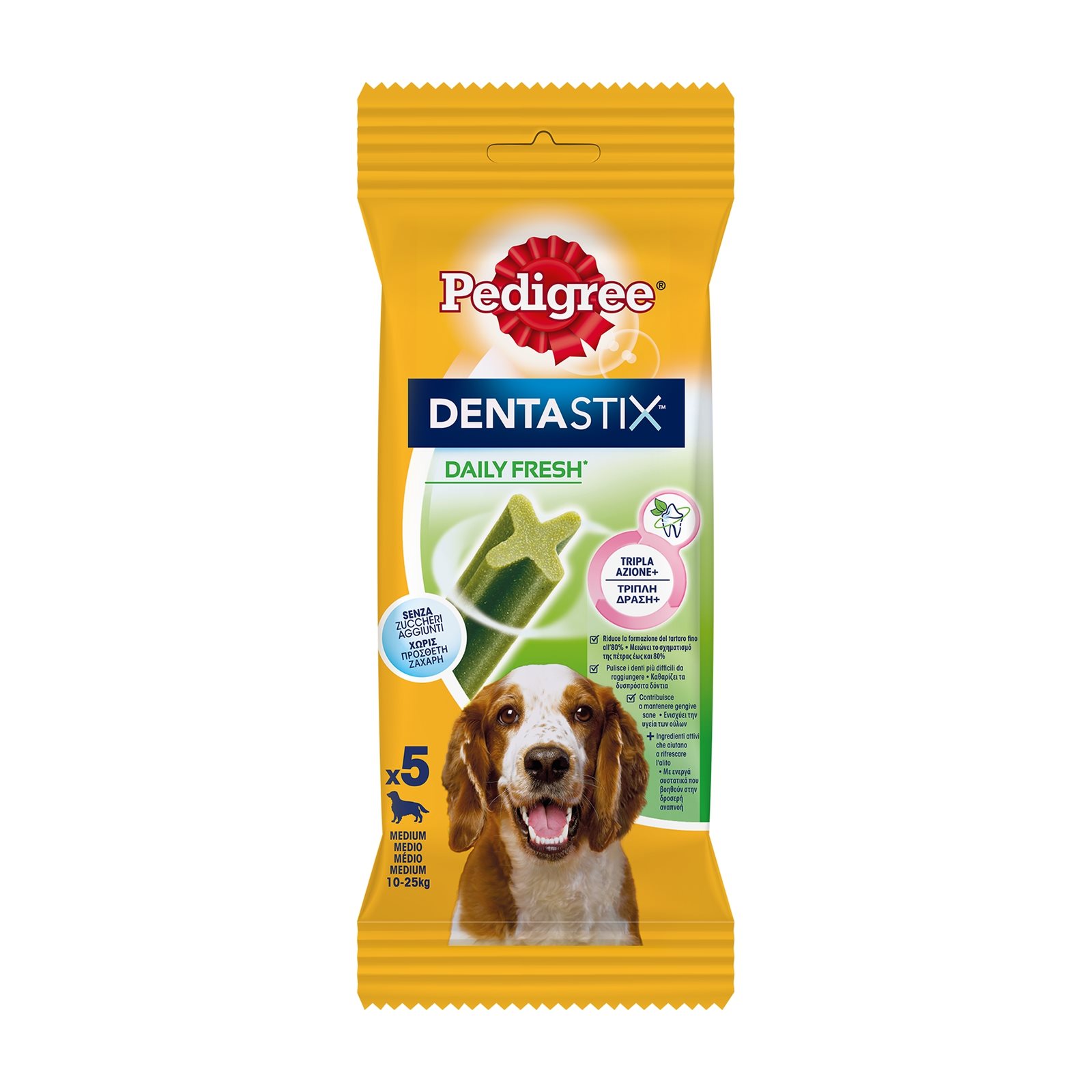 image of PEDIGREE Dentastix Daily Fresh Σνακ για Σκύλους Μεσαίου Μεγέθους 5τεμ 128gr