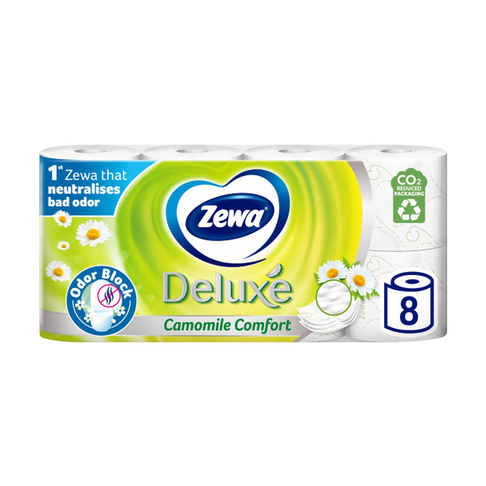 image of ZEWA Deluxe Χαρτί Υγείας Camomile Comfort 3 Φύλλων 8τεμ 728gr