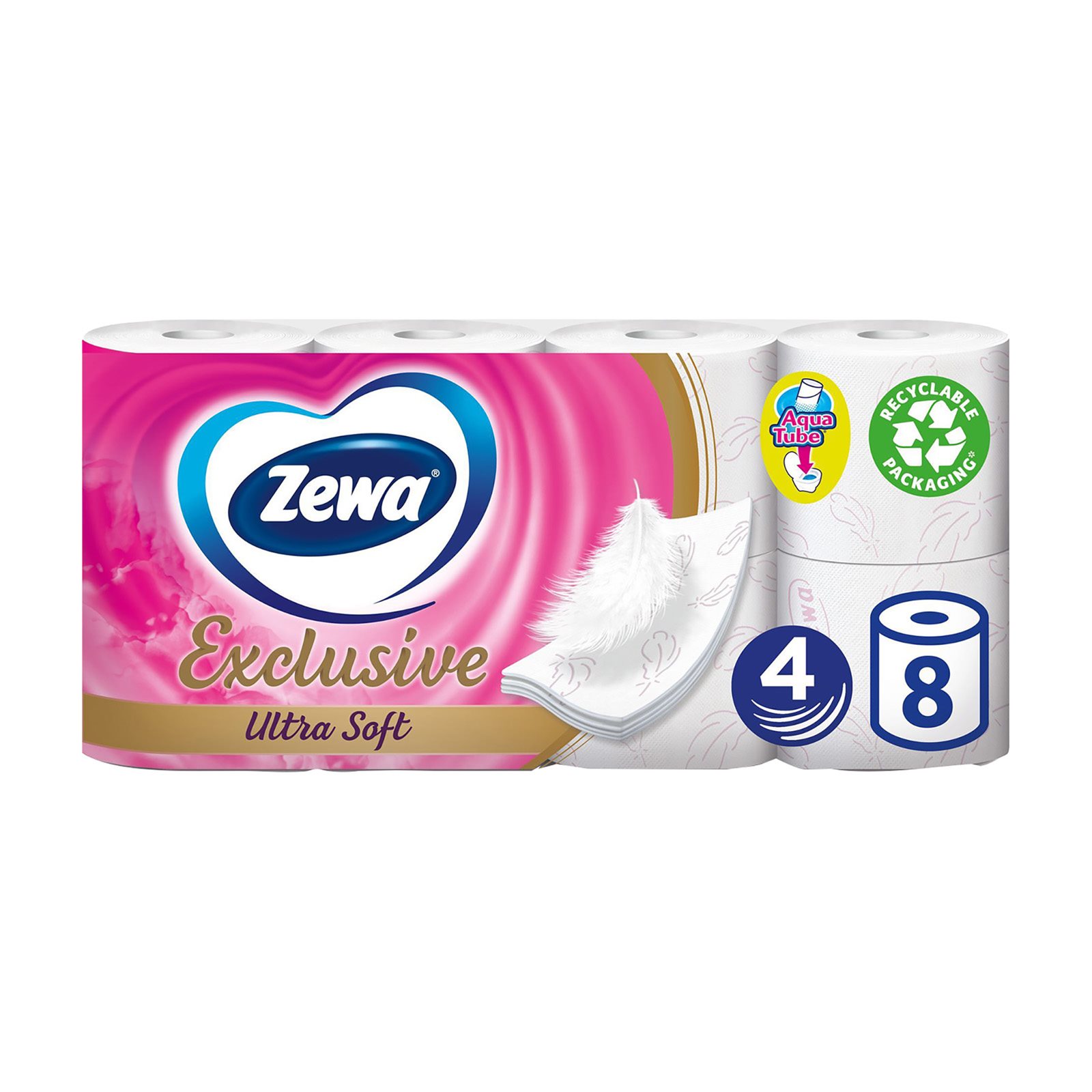 image of ZEWA Exclusive Χαρτί Υγείας Ultra Soft 4 Φύλλων 8τεμ 912gr