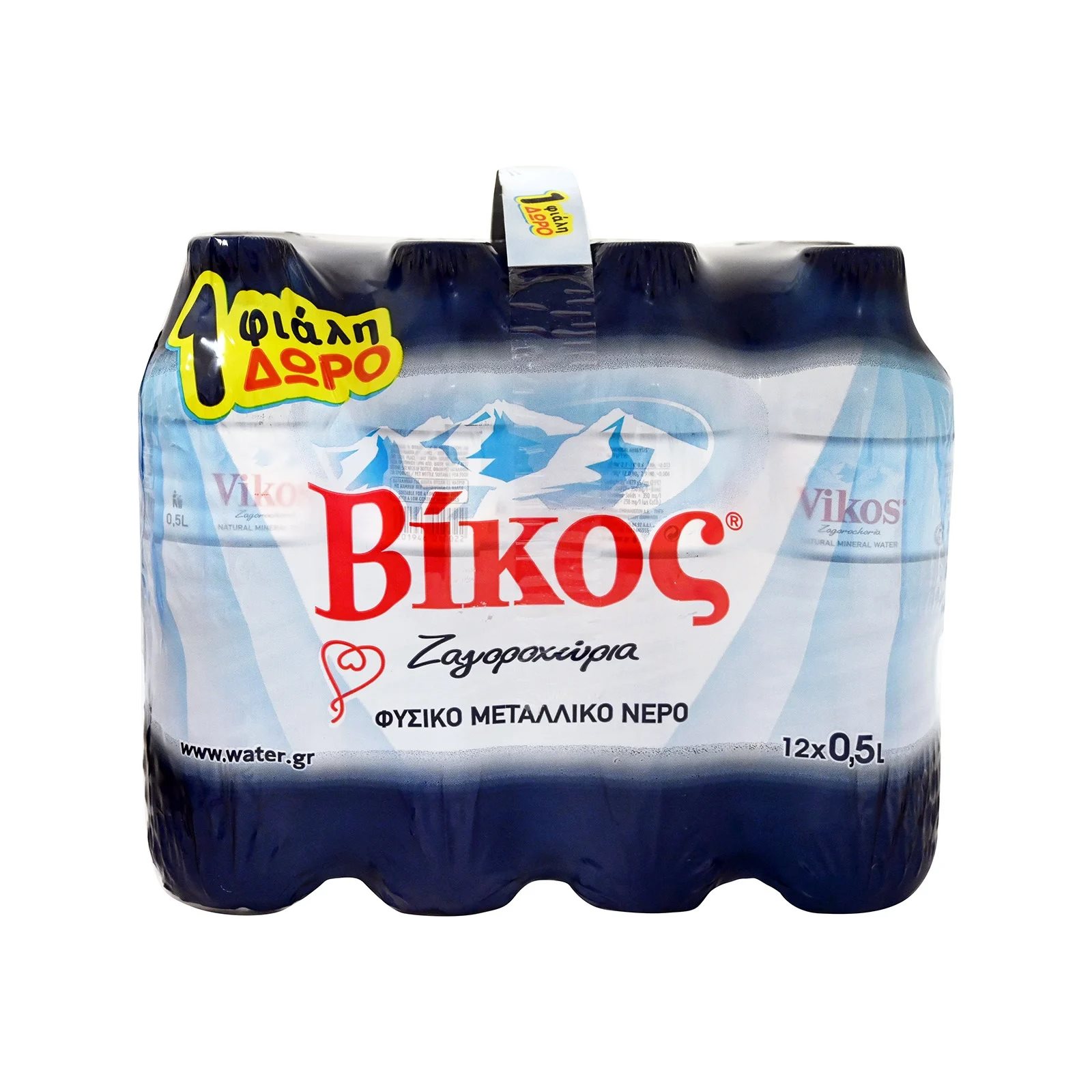 image of ΒΙΚΟΣ Νερό Φυσικό Μεταλλικό 11x500ml +1 Δώρο