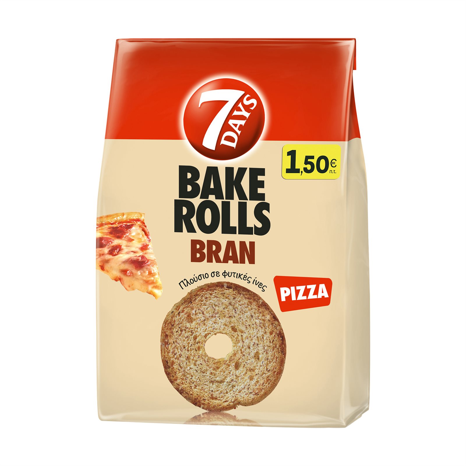 image of 7DAYS Bake Rolls Bran Παξιμαδάκια Πίτσα 160gr