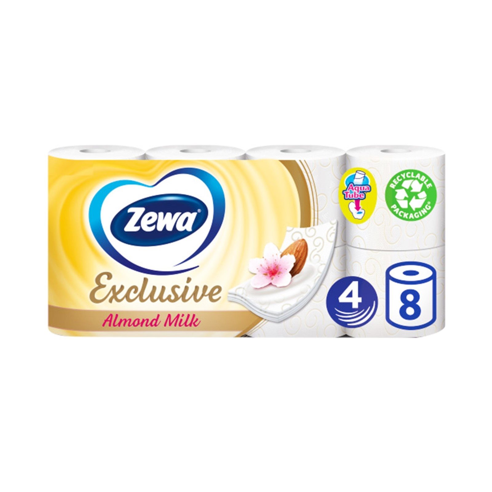 image of ZEWA Exclusive Χαρτί Υγείας Almond Milk 4 Φύλλων 8τεμ 766gr