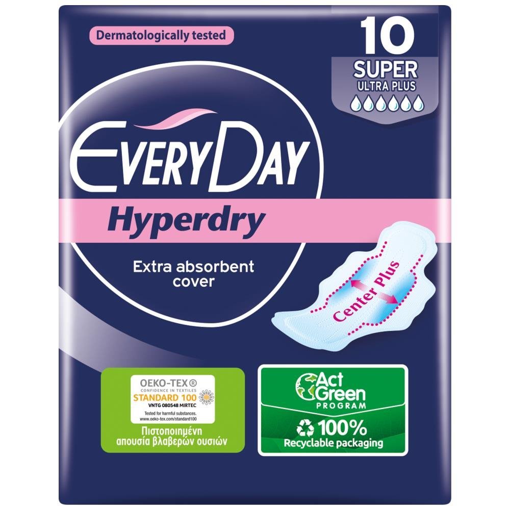 image of EveryDay Σερβιέτες Hyperdry Eliptica Ultra Plus Super 10τεμ.