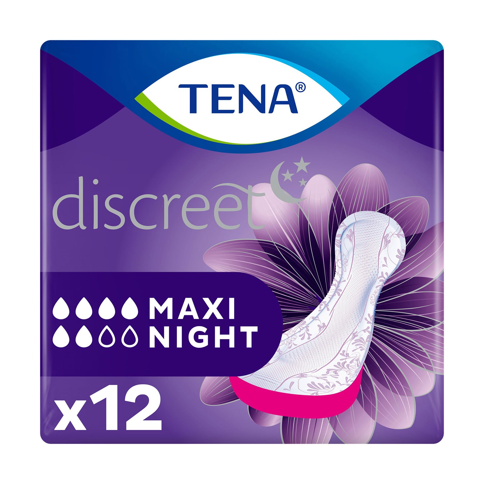 image of TENA Discreet Σερβιέτες Ακράτειας Maxi Night 12τεμ