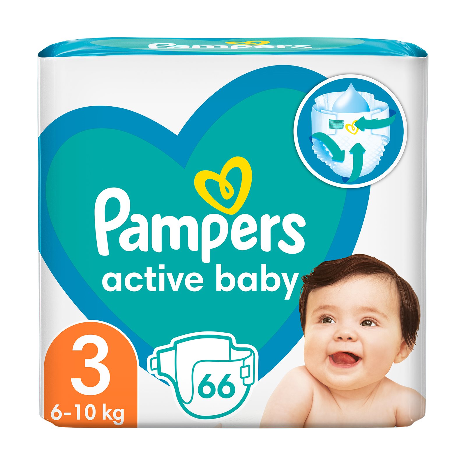 image of PAMPERS Active Baby Πάνες Νο3 6-10kg 66τεμ