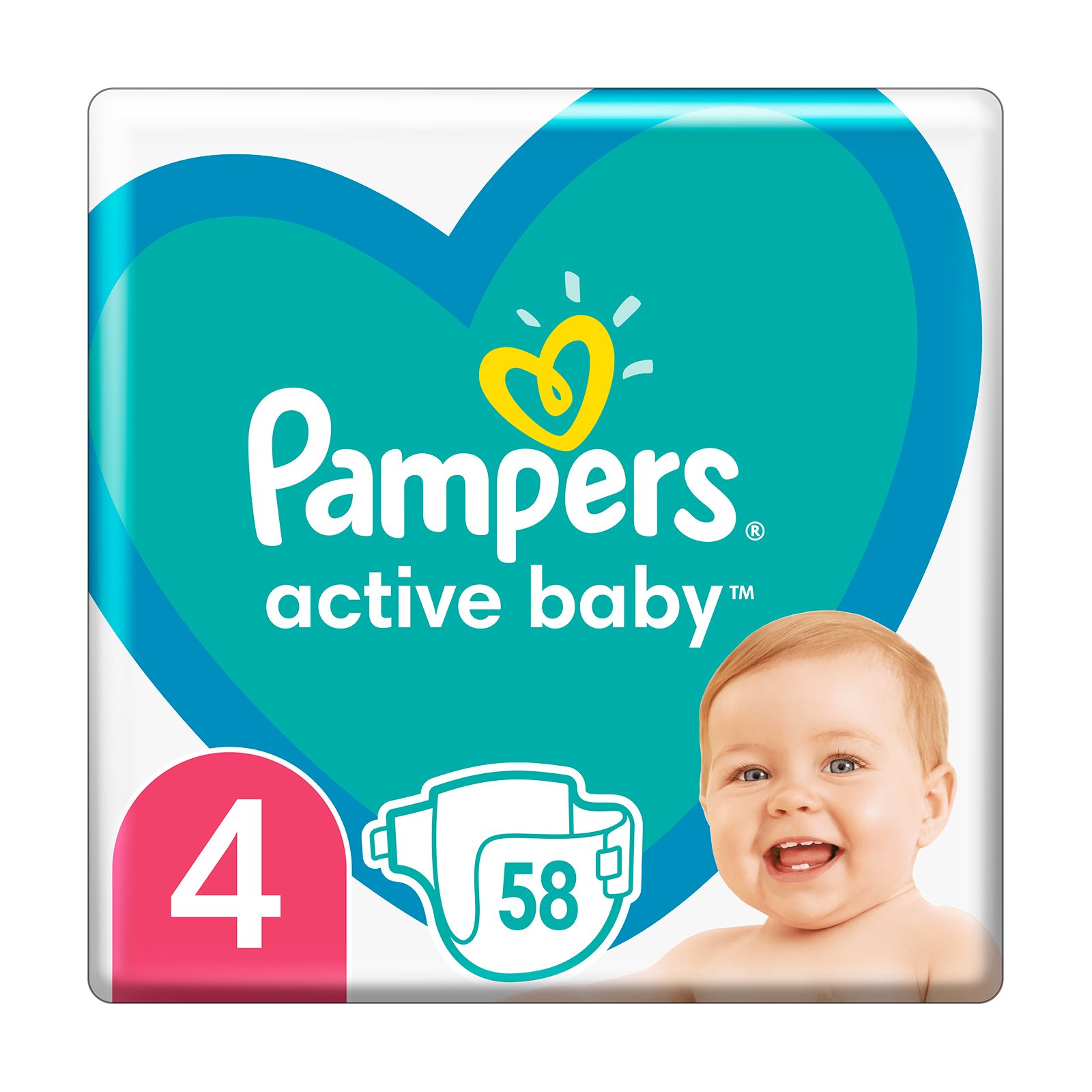 image of PAMPERS Active Baby Πάνες No4 9-14kg 58τεμ