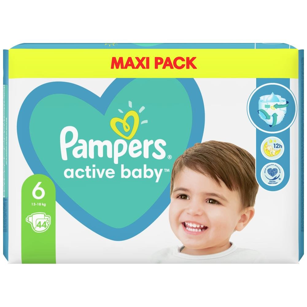 image of Pampers Πάνες Active Baby Maxi Pack(44τεμ) Νο6 (13-18kg)