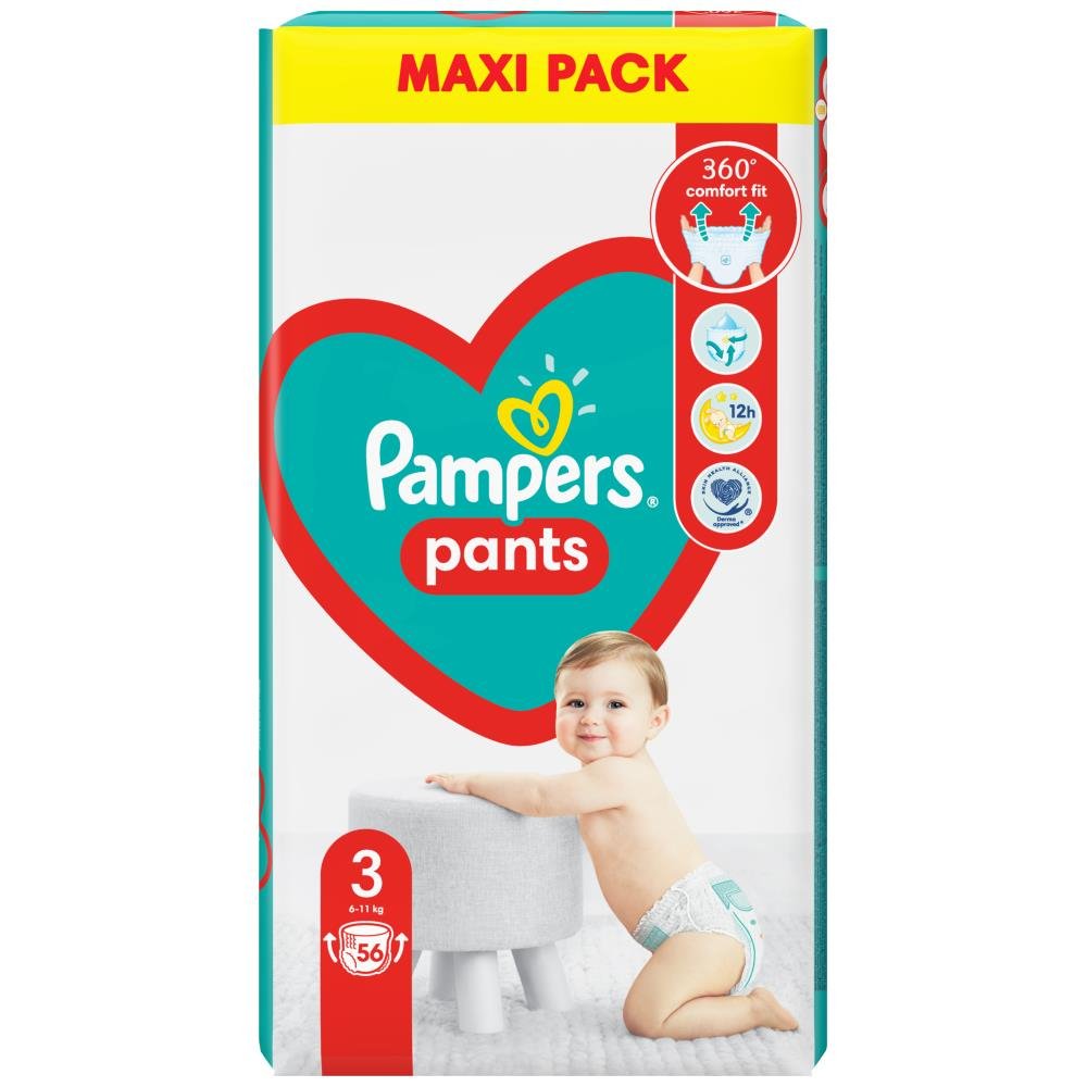 image of Pampers Πάνες Pants Giant Pack (56 Τεμ.) Nο 3 (6 - 11kg)