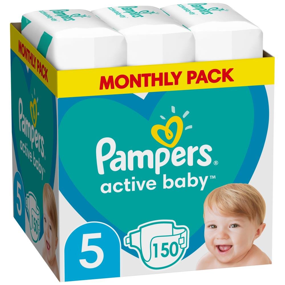 image of Pampers Πάνες Active Baby Monthly Pack (150τεμ) Νο5 (11-16kg)