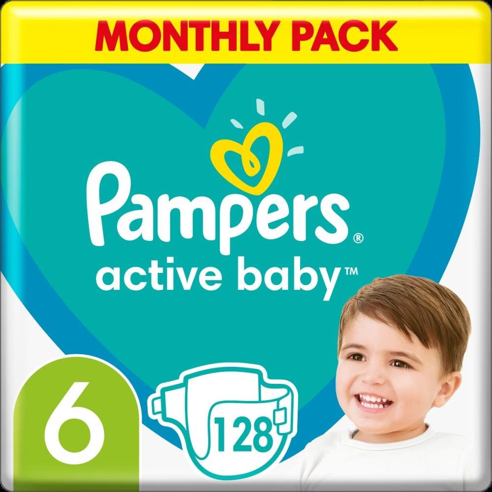 image of Pampers Active Baby Monthly Pack (128τεμ) Νο 6 (13-18kg)