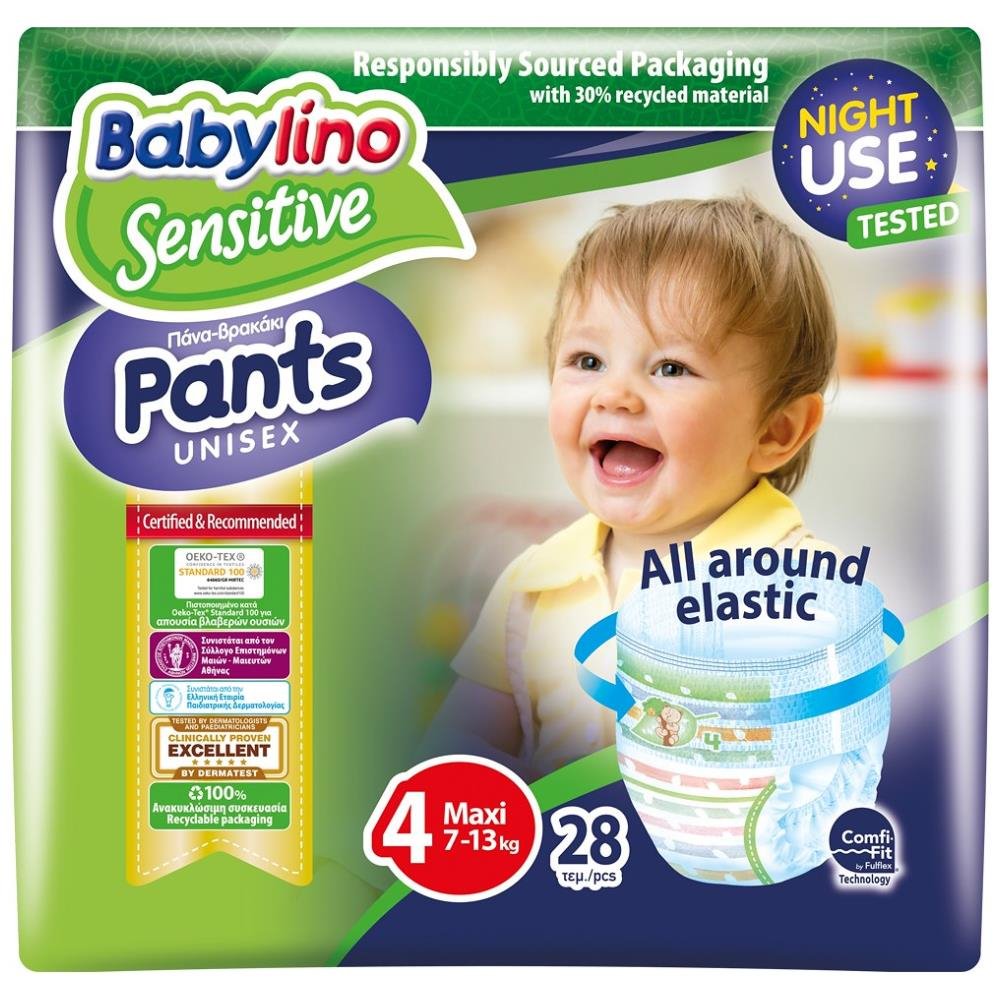 image of Babylino Sensitive Pants Πάνες No4 28τεμ (7-13Kg)